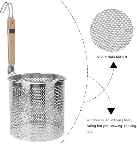 Miniatura 7 de Cabilock Cesta profunda Colador de pasta Mango largo Fácil Transferencia Hogar Hotel Cocina Utensilio Estilo Aleatorio