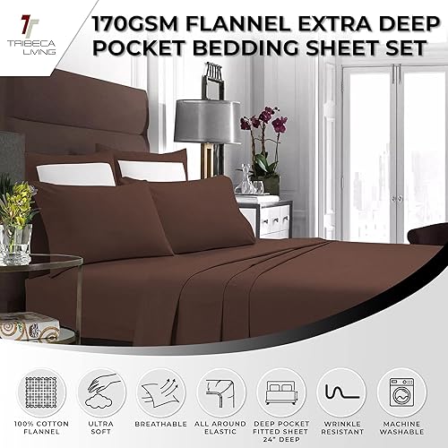 Miniatura 4 de Set de sábanas de franela de lujo Chocolate,Lavanda,Cachemira,Azul Oscuro,Rojo oscuro,Verde,Marfil,Platino,Morado,Azul Cielo,Azul,Rojo