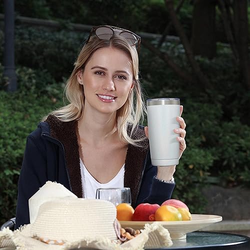 Miniatura 6 de Meway - Vaso de 20 onzas de doble pared con aislamiento al vacío, con purpurina, de acero inoxidable con tapa y pajilla, taza de café con pintura