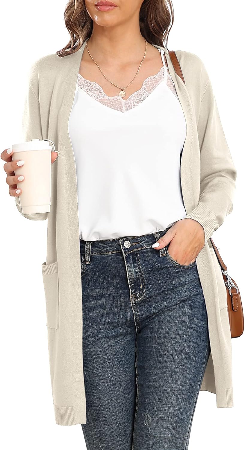 VIISHOW Women's Classic Cardigans Long Sleeve Open Front Casual Knit Cardigan Sweaters Coat Soft Outwear - Image 2