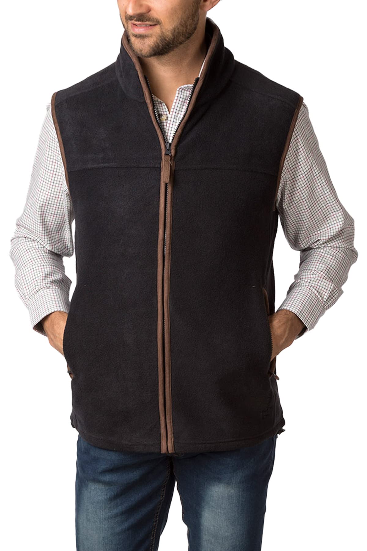 Rydale Men's Huggate Fleece Waistcoat Mens Gilet Bodywarmer Sleeveless Jacket Fleece Gilets (M, Iron)