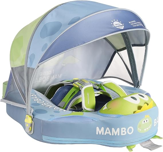 Mambobaby Float Deluxe Baby Pool Float: Safe & Comfortable Swim Trainer for Infants & Toddlers, Non-Inflatable Design, UV Protection Canopy, Fun Water Experience for Ages 3-24 Months