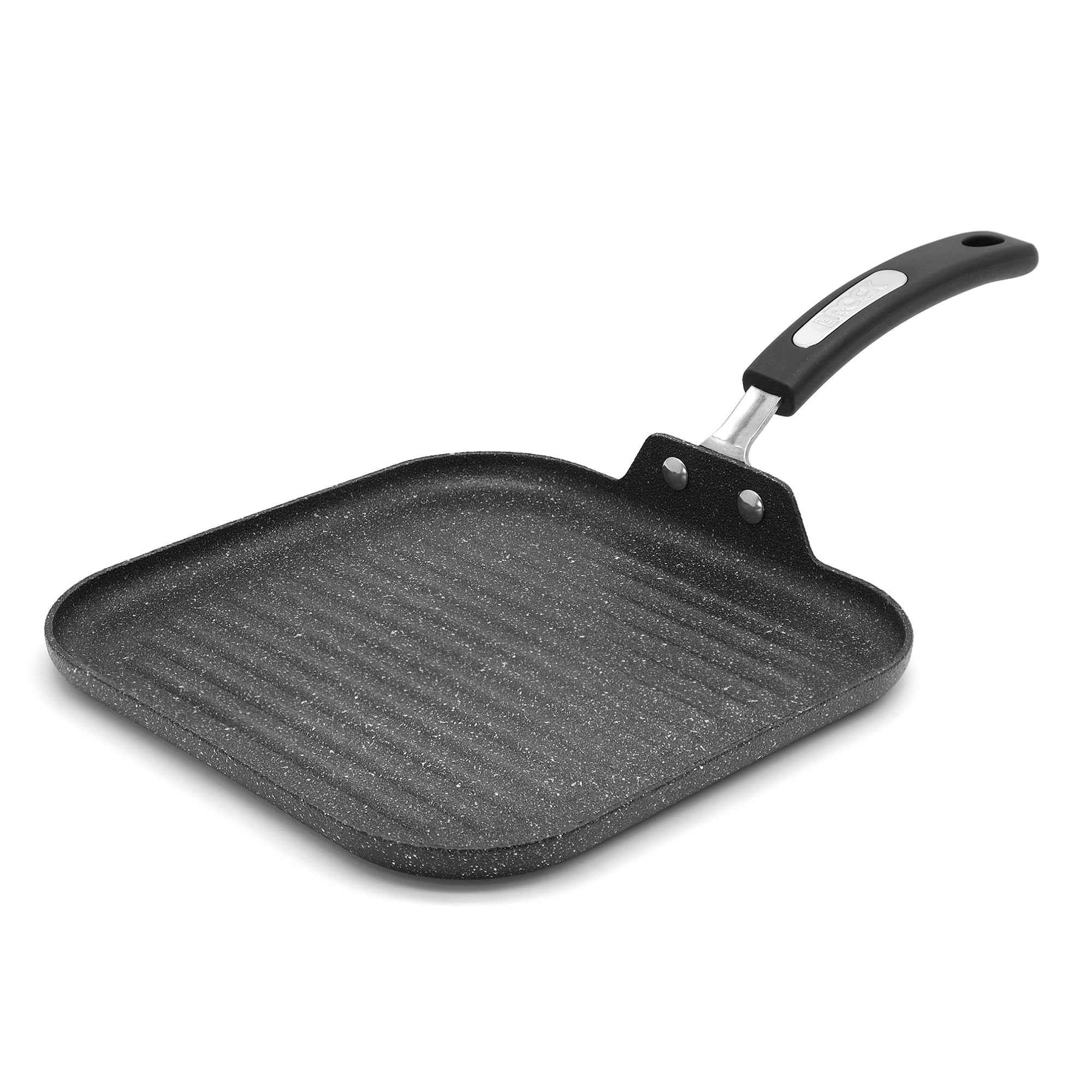 The Rock 25cm (10") Non-Stick Grill Pan - Durable Forged Aluminium - Oven Safe - PFOA Free - Easy to Clean - Black