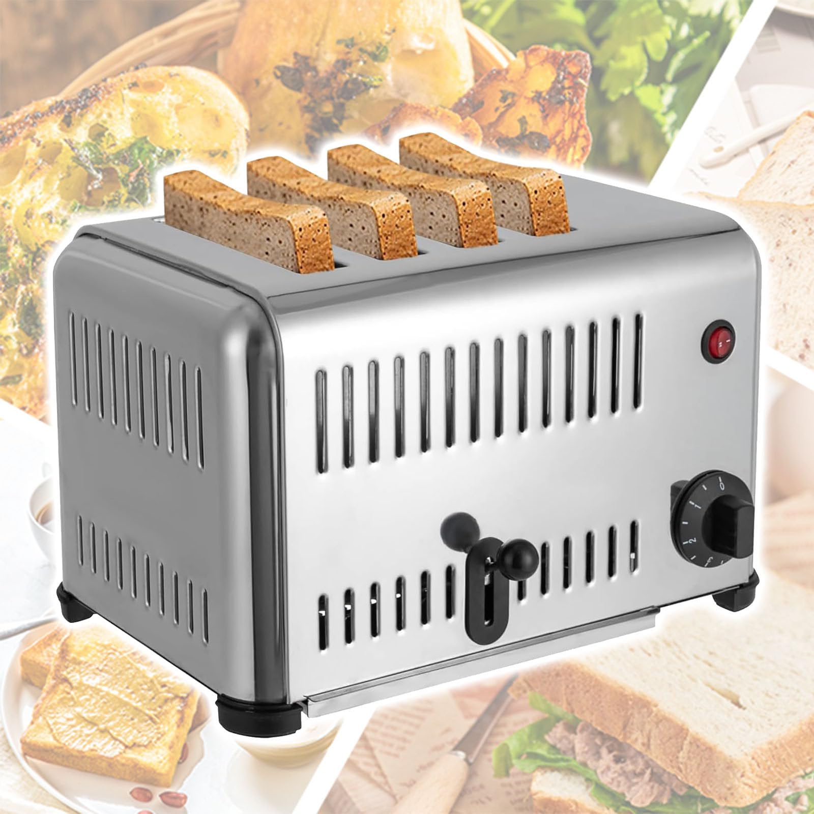 Komercyjny blat tosterowy, toster 4/6 kromki z szerokimi szczelinami i wyjmowaną tacą na okruchy, toster waflowy do domowej kuchni,4 Slice-B