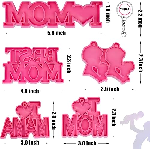 Miniatura 2 de JHYlilia Juego de 75 moldes de resina para pendientes de corazón de amor para el día de la madre el día de San Valentín molde de epoxi de silicona