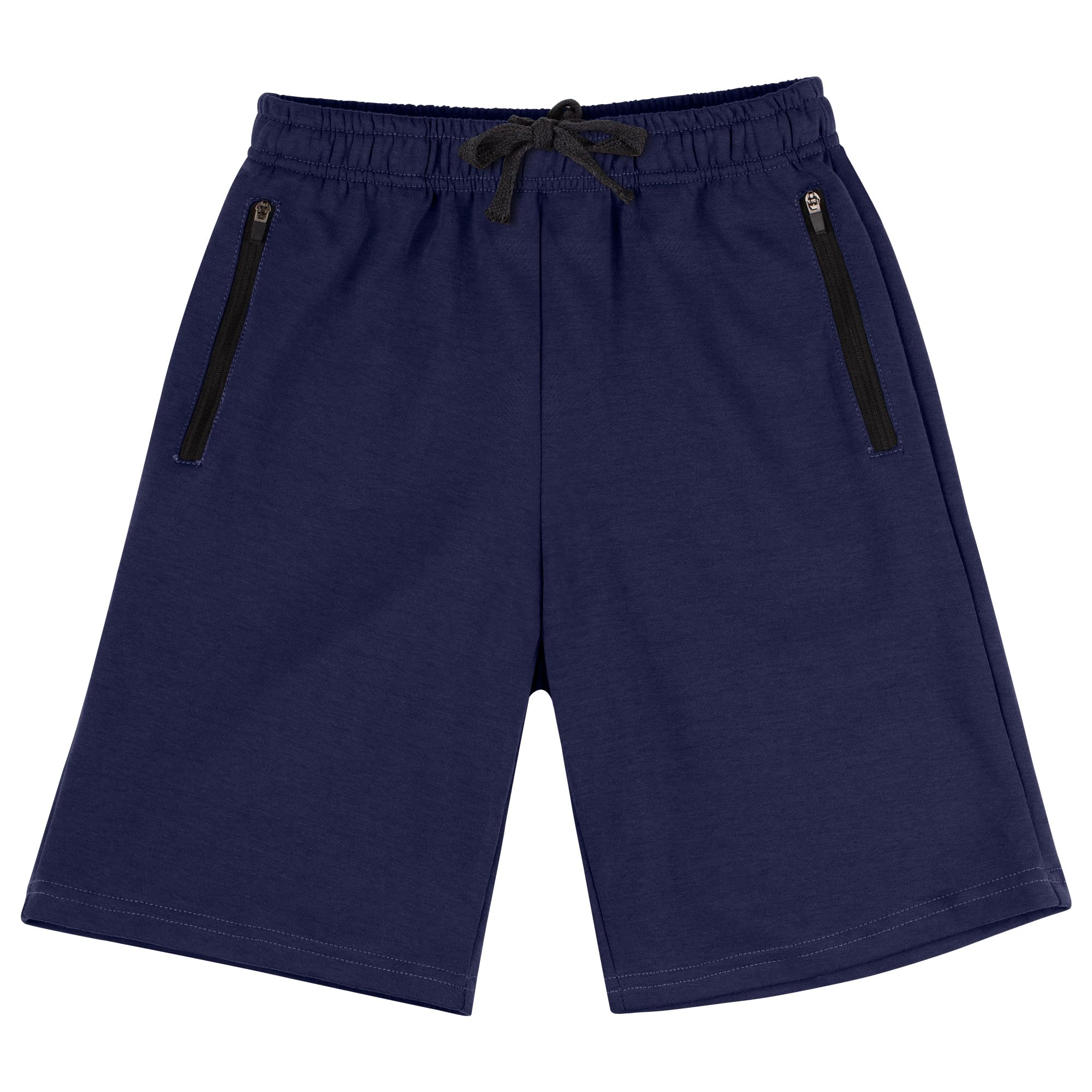 BIG ELEPHANT Boys Cotton Athletic Shorts with Zipper Pockets &amp; Drawstring