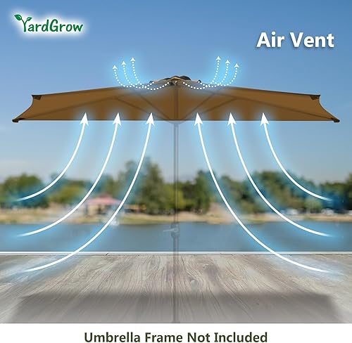 Miniatura 5 de YardGrow Toldo de repuesto para sombrilla de 9 pies y 5 varillas, solo toldo de repuesto, marco no incluido