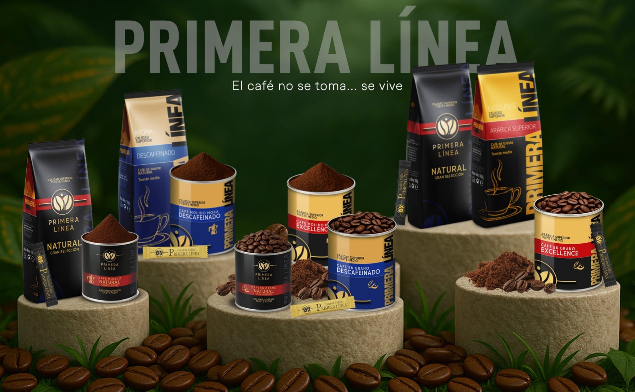 CAFE PRIMERA LÍNEA | Café en Grano Natural Gourmet Exclusivo 1kg | 100% ARABICA | Tueste Medio | Sabor Único y Auténtico| Ideal para Máquinas Espresso | Intensidad Media y Retrogusto Suave