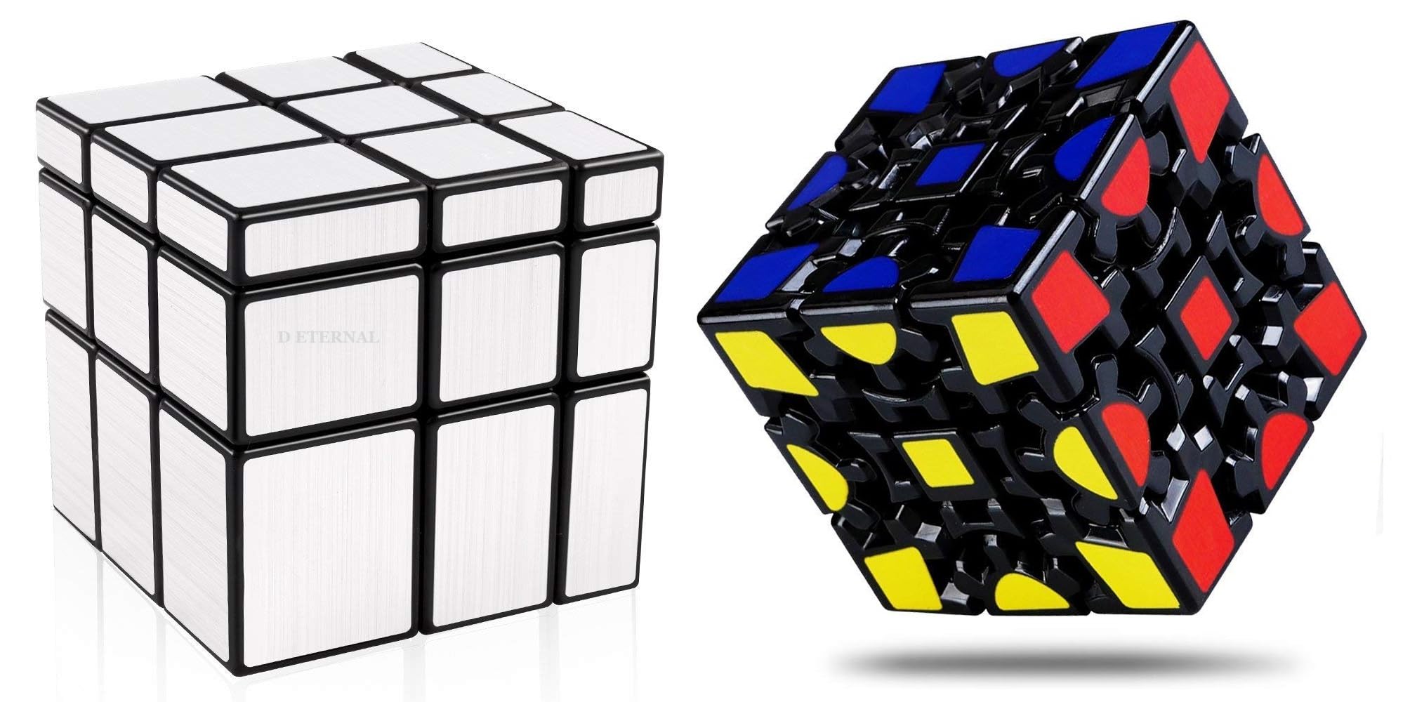 D ETERNAL Speed Cube Combo Set of 3x3 Gear Cube and 3 by 3 Mirror Cubic Cube Puzzle Bundle Toy