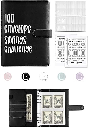 Carpeta de presupuesto para ahorrar dinero con bolsas de números, sobres de dinero para ahorro de dinero, carpeta de presupuesto de desafío de