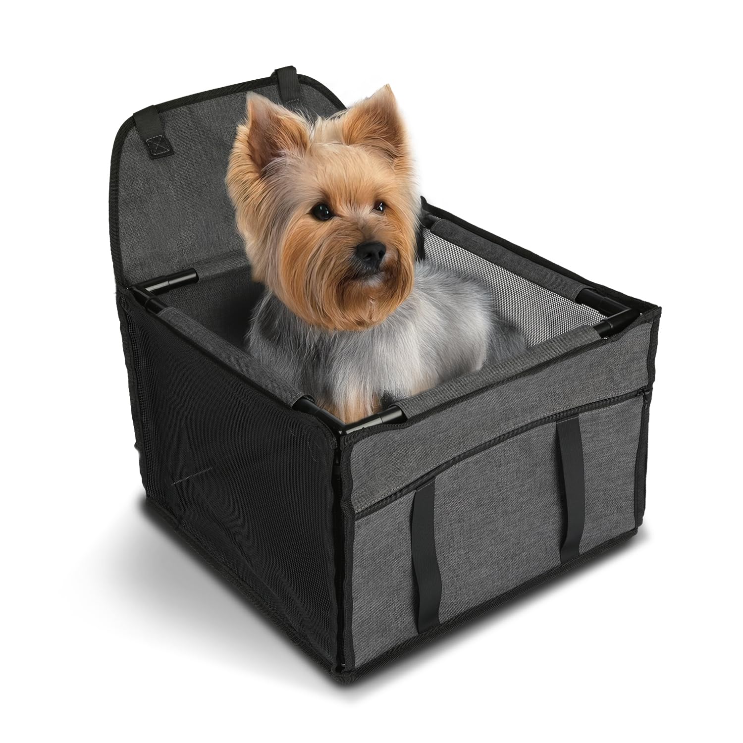 Wintem Trasportino Cane Auto per Piccola Taglia (fino a 5 Kg) - Seggiolino Auto Cane 28x39x39 cm con Guinzaglio di Sicurezza Interno - Tessuto Oxford Impermeabile e Traspirante - Facile da Installare