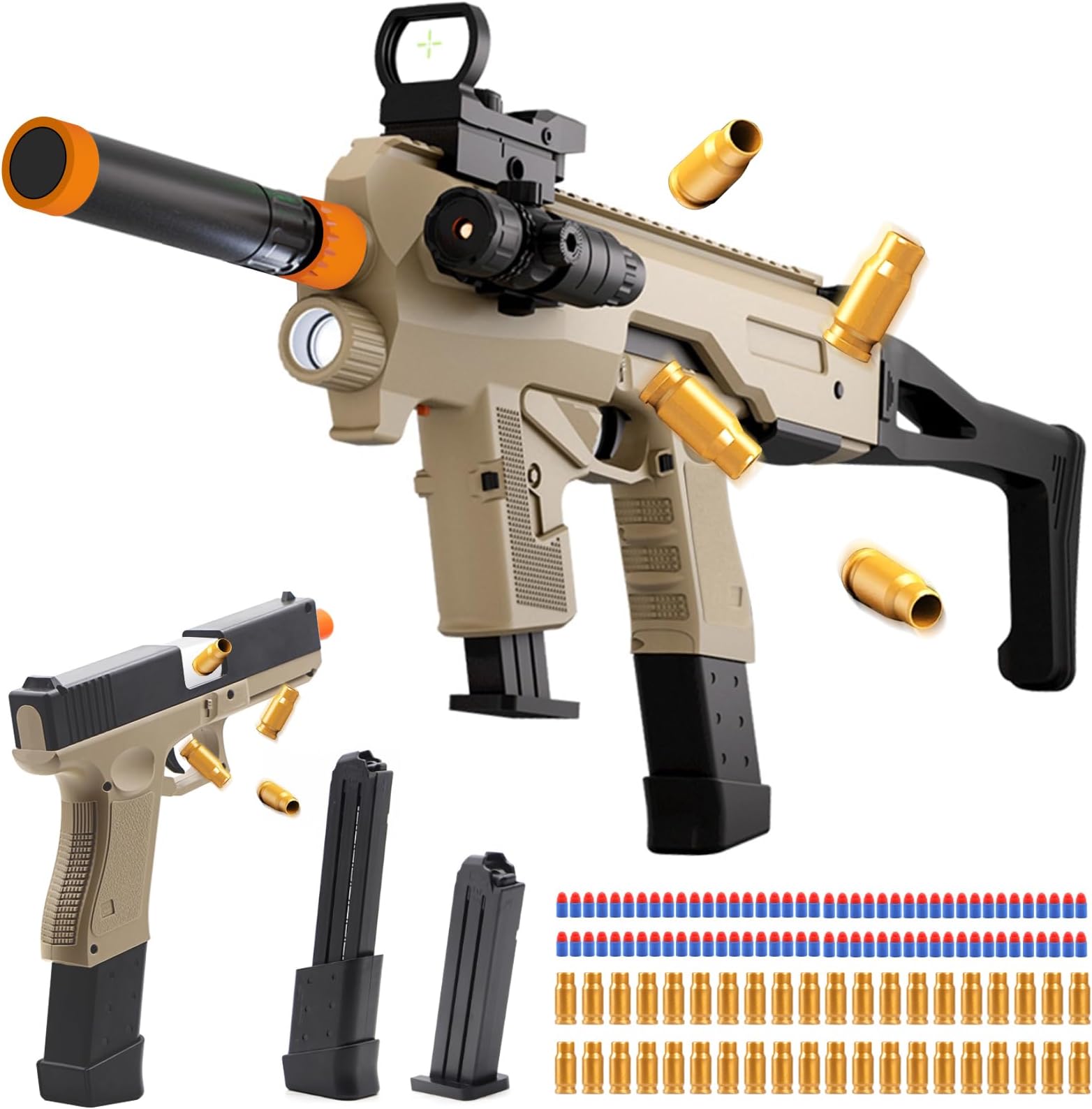 Bugrtey Two Modes Toy Gun Shell Ejecting Rifle with 80 Soft Bullets 40 Shells 2 Clips Soft Bullet Toy Guns Outdoor Shooting Games Christmas Halloween Birthday Gifts
