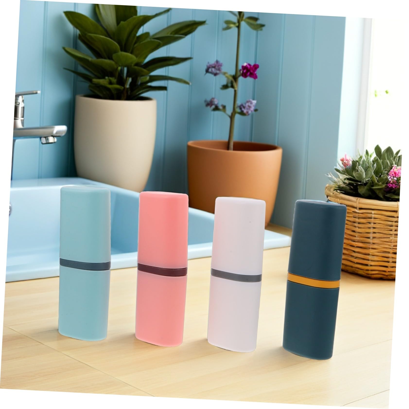Yardenfun Set da 8 Pezzi per Spazzolino da Denti, Contenitore Portaspazzolini e Dentifricio, Organizer per Accessori da Bagno, Pratico per Casa, Viaggi e Campeggio
