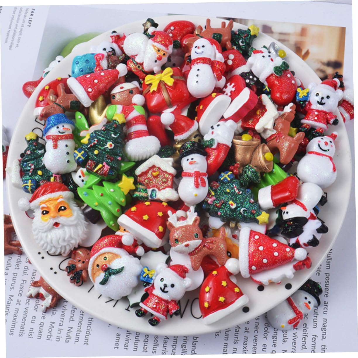 SEWACC 150 Piezas Adorno De Navidad Decoración Navideña En Miniatura Adorno Navideño Encantos De Espalda Plana Árbol De Navidad En Miniatura Adornos Navideños En Miniatura Accesorios Ar