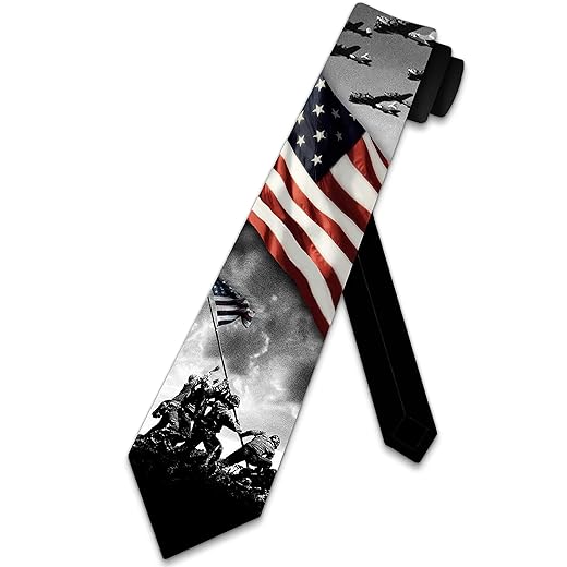 Three Rooker Flag Ties Mens World War II Patriotic Necktie