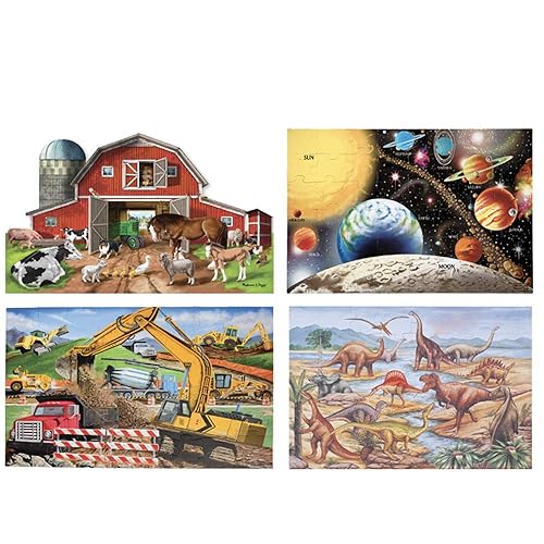 Constructive Playthings CPX-733 Puzzles de piso gigantes de 2 x 3 pies  Juego de 4 piezas fáciles de manipular para el jardín de infantes de grado 3