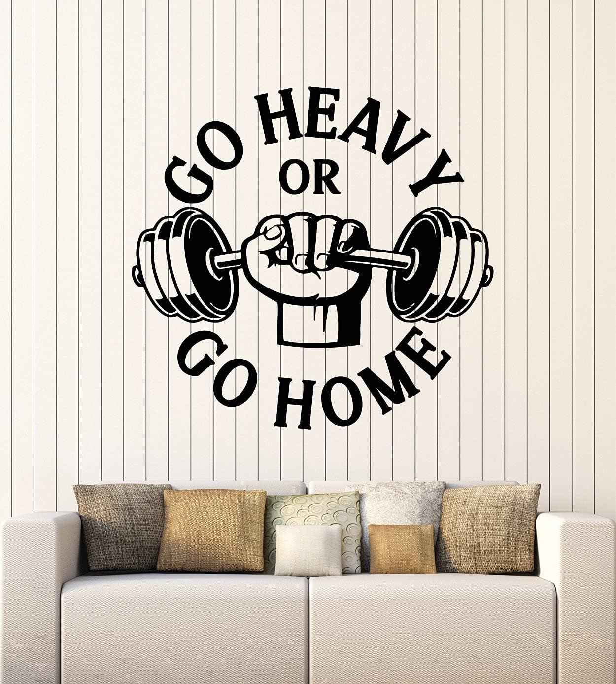 WallStickers4ever Large Vinyl Wall Decal Phrase Go Heavy Gym Iron Club Sports Decor Stickers Mural (g5777) Black
