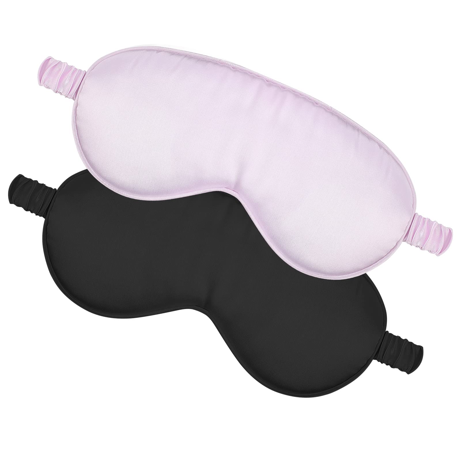 WLLHYF2 PCS Sleep Eye Mask Silk-Like Eye Mask Blindfold with Elastic Strap Headband Cute Night Sleeping Mask Comfortable Light Lightweight Soft Eye Mask for Men Women Traveling