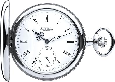 I LUV LTD Polished Full Hunter Pocket Watch with 17 Jewel Mechanical Chrome - Presentation Box