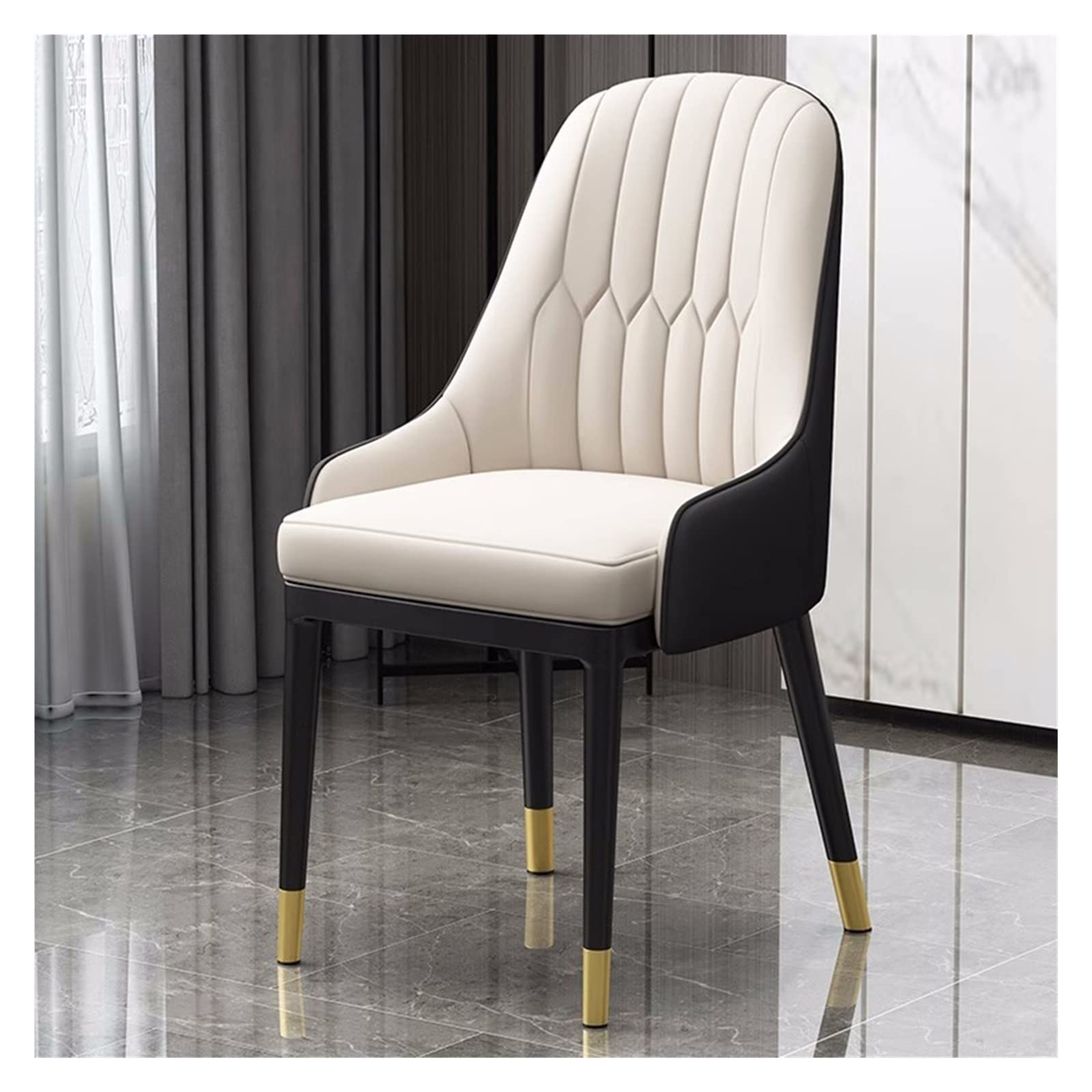Chaise salle à manger moderne milieu du siècle velours blanc pieds métal