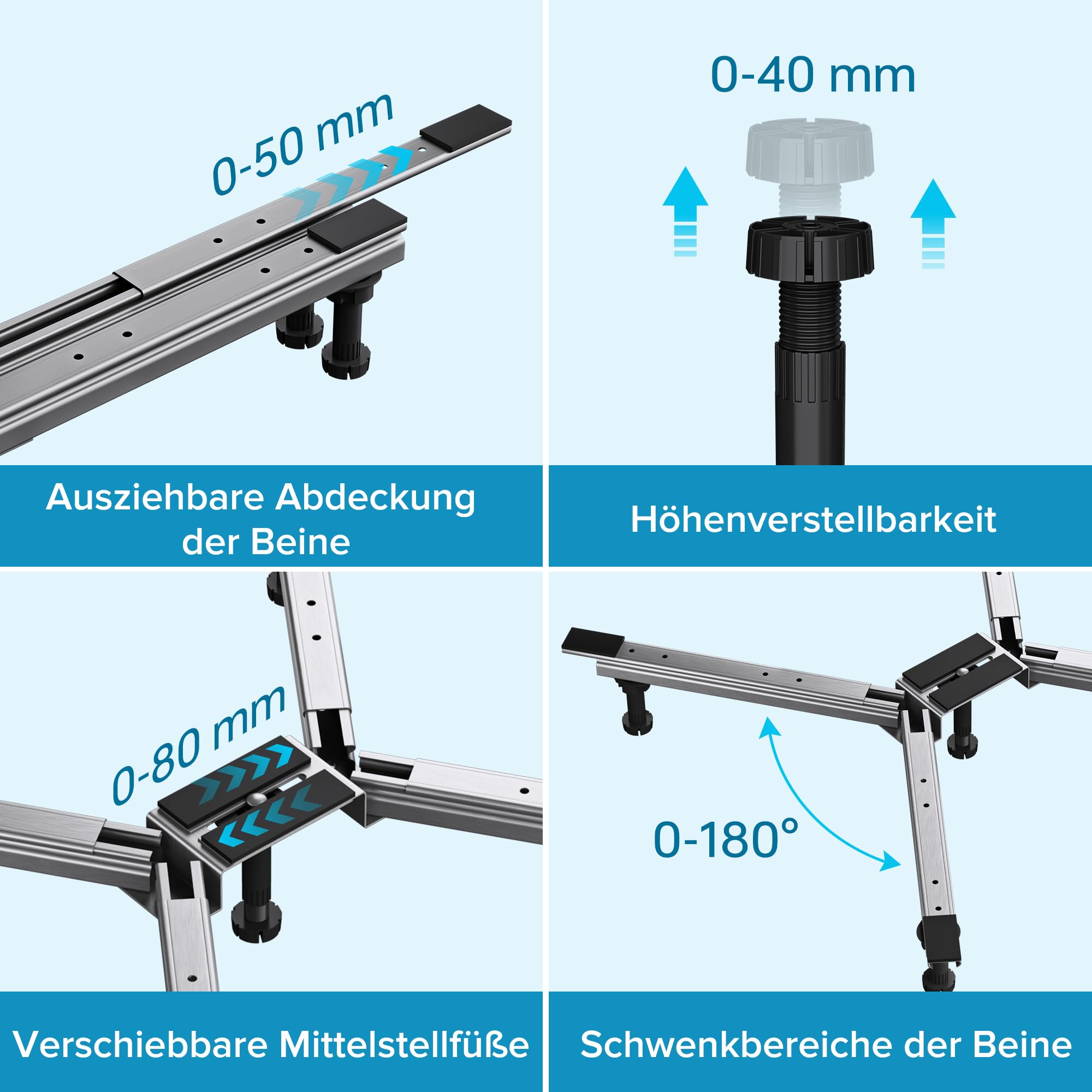 doporro Duschwannenfüße Duschtasse Füße für Eckige Acryl-Duschwanne