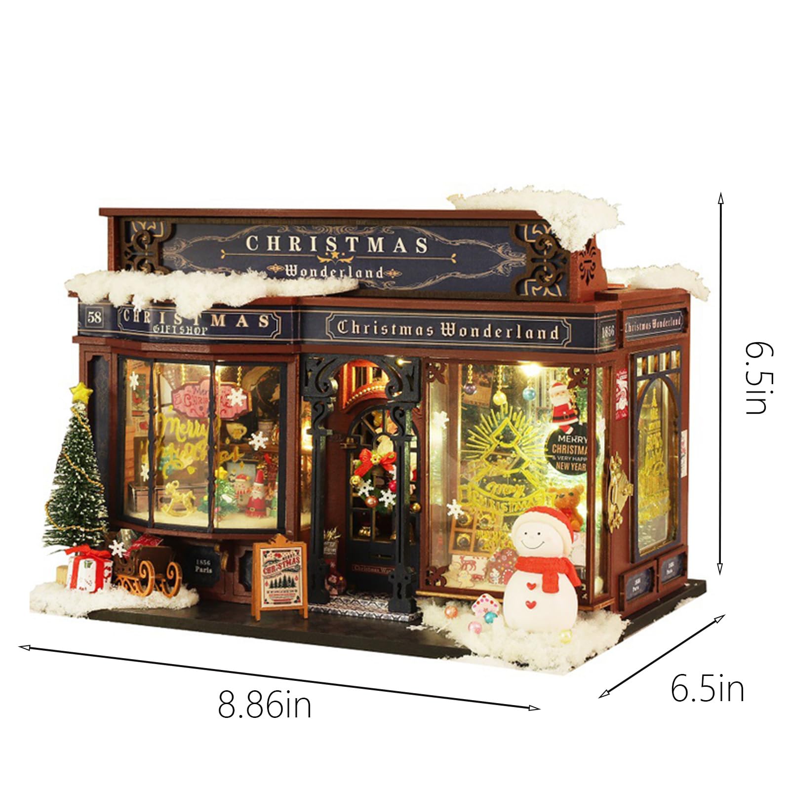 Amazon | クリスマスハンドメイドミニチュアハウスモデルディスプレイ