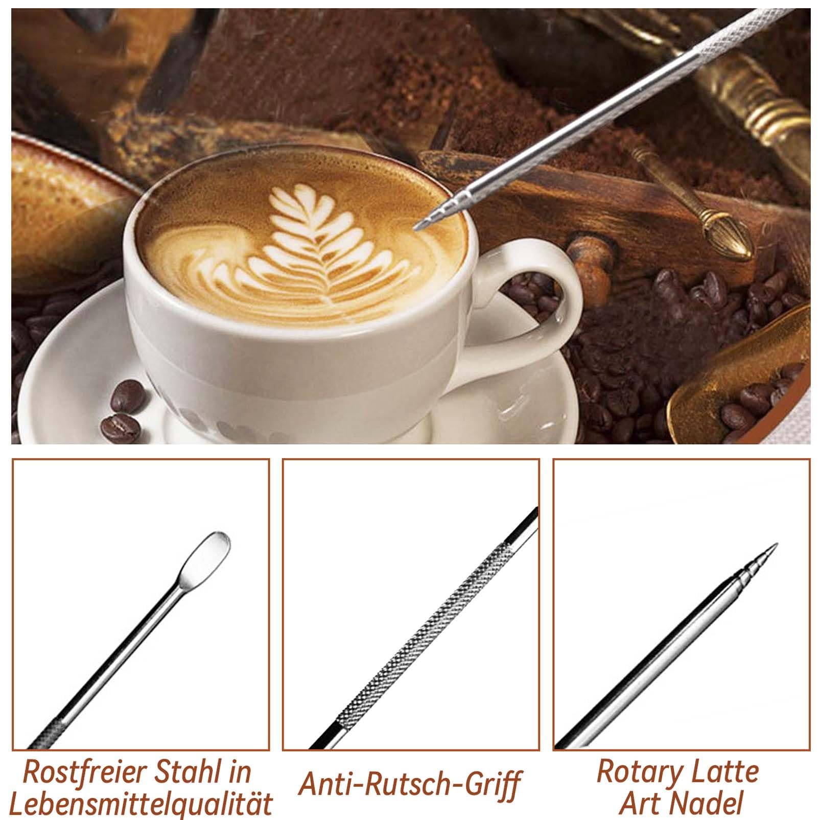 Set di 22 Tamper caffè Espresso, Accessori per Barista, distributore di caffè con 51 mm, per Espresso e Espresso, Frusta per caffè, Cucchiaio, brocca per schiumare, Penna e Stencil Decorativi