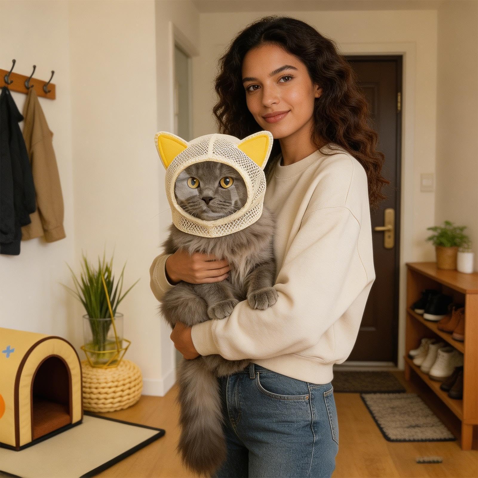 Museruola Regolabile per Gatti da Toelettatura,Antimorso per Animali Domestici | Copertura Traspirante Per Animali Da Compagnia - per Bagno, Casa, Interni, Viaggi, Esterni