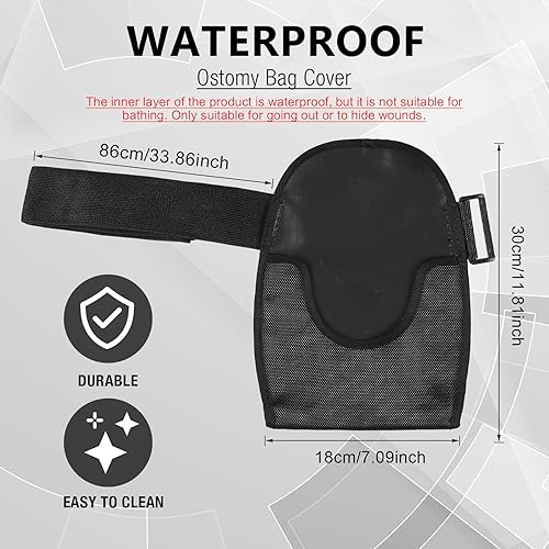 Miniatura 2 de TrelaCo 2 fundas para bolsas de ostomía con cinturón ajustable, impermeable, cubierta de ducha para ostomía, apertura universal, lavable, forro para