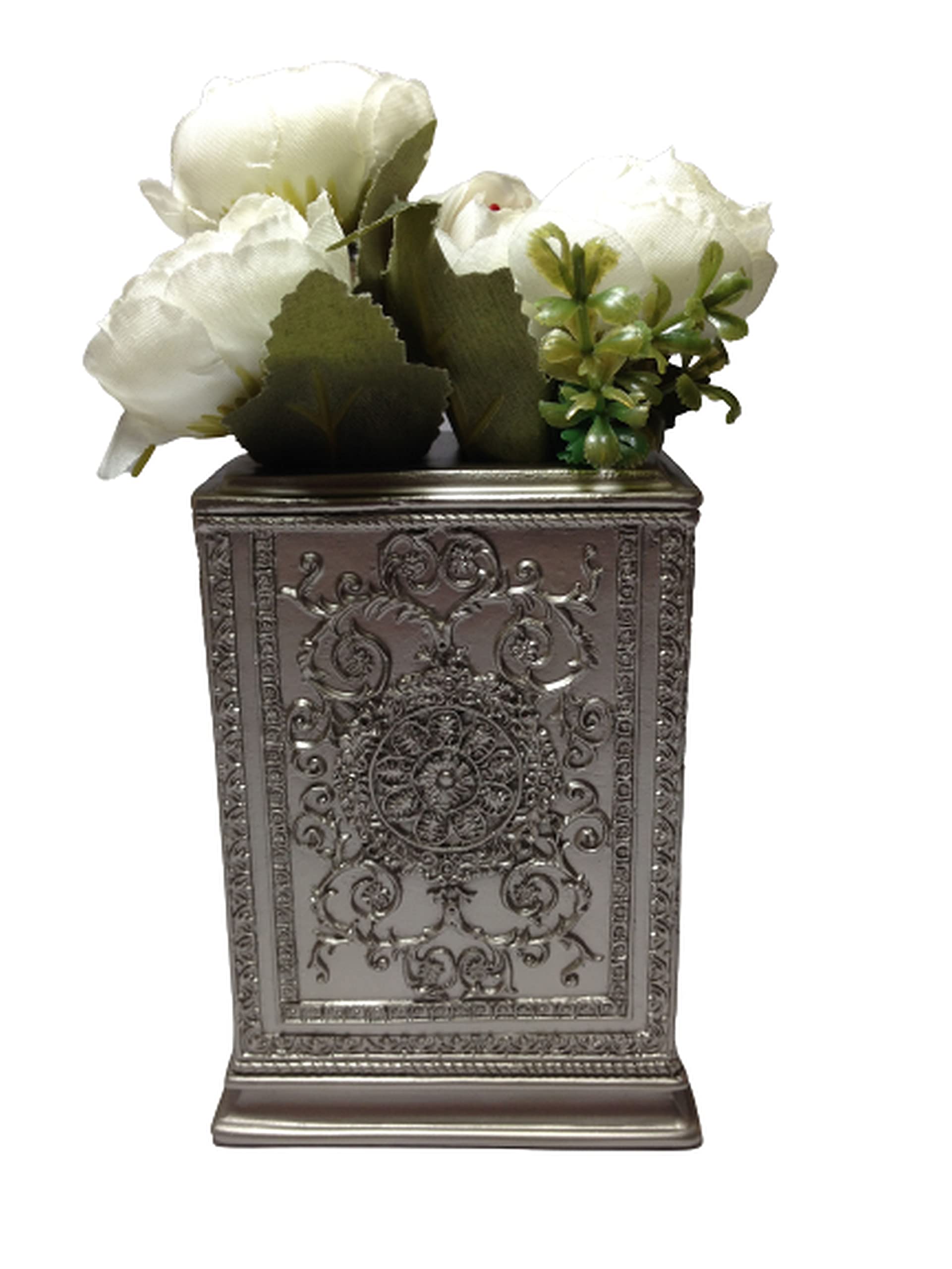 White Rose Artificial Flower Mini Vase 20cm