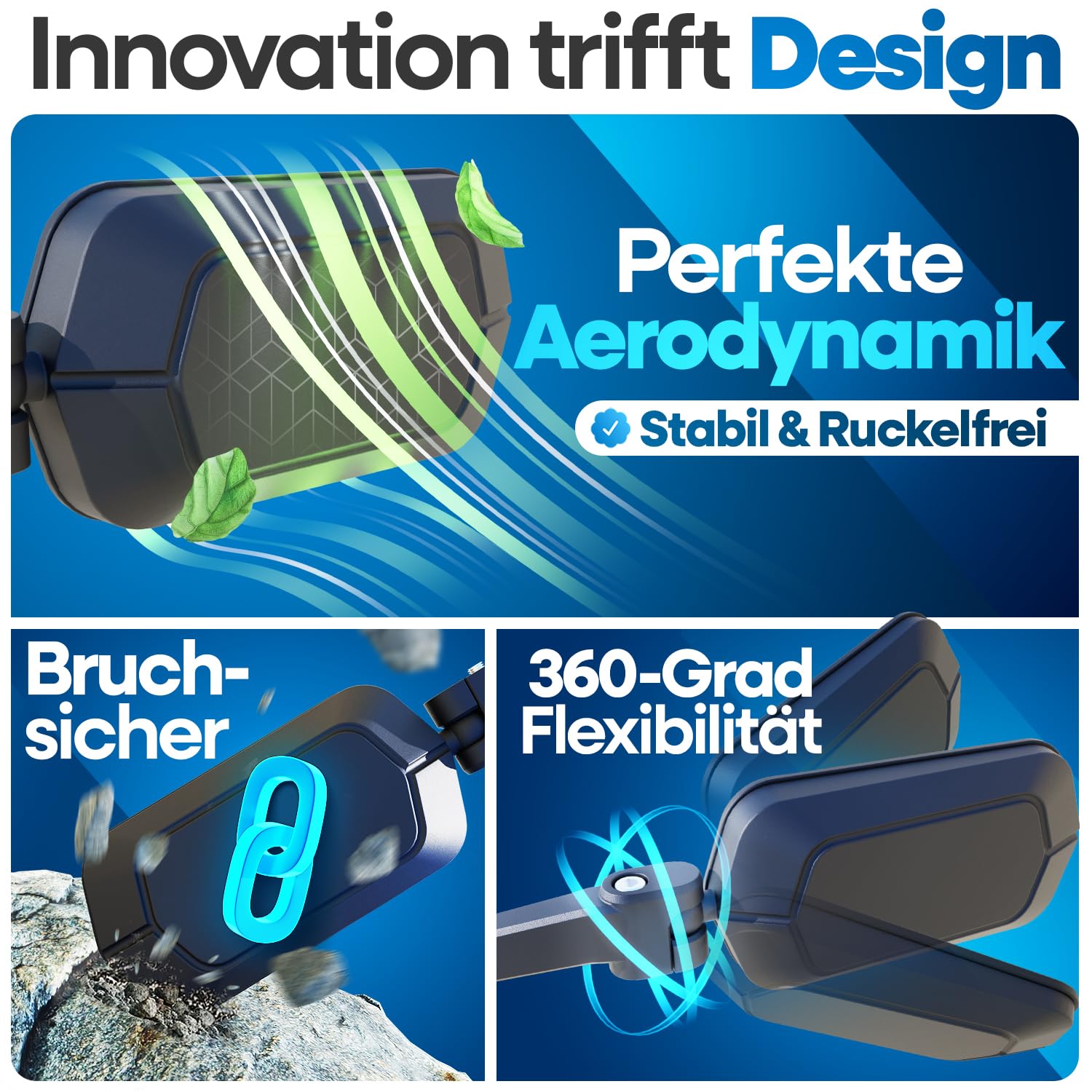 NEXTCOVER® Specchio da bicicletta per manubrio [sinistro] con vetro ProVision 2.0 antiriflesso, specchietto retrovisore fisso per bicicletta, specchietto retrovisore sinistro