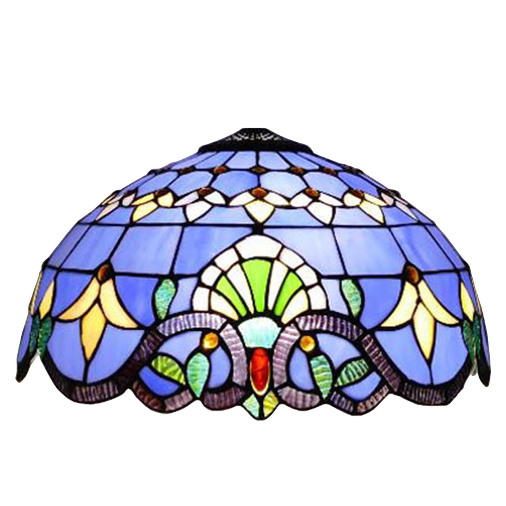 BOTOWI Tiffany Stained Glass Lamp Shade Replacement Blue Baroque Style Lampshade Only with Cap Fit for Table Lamp Pendant Light Floor Lamp Ceiling Fixture,16 in