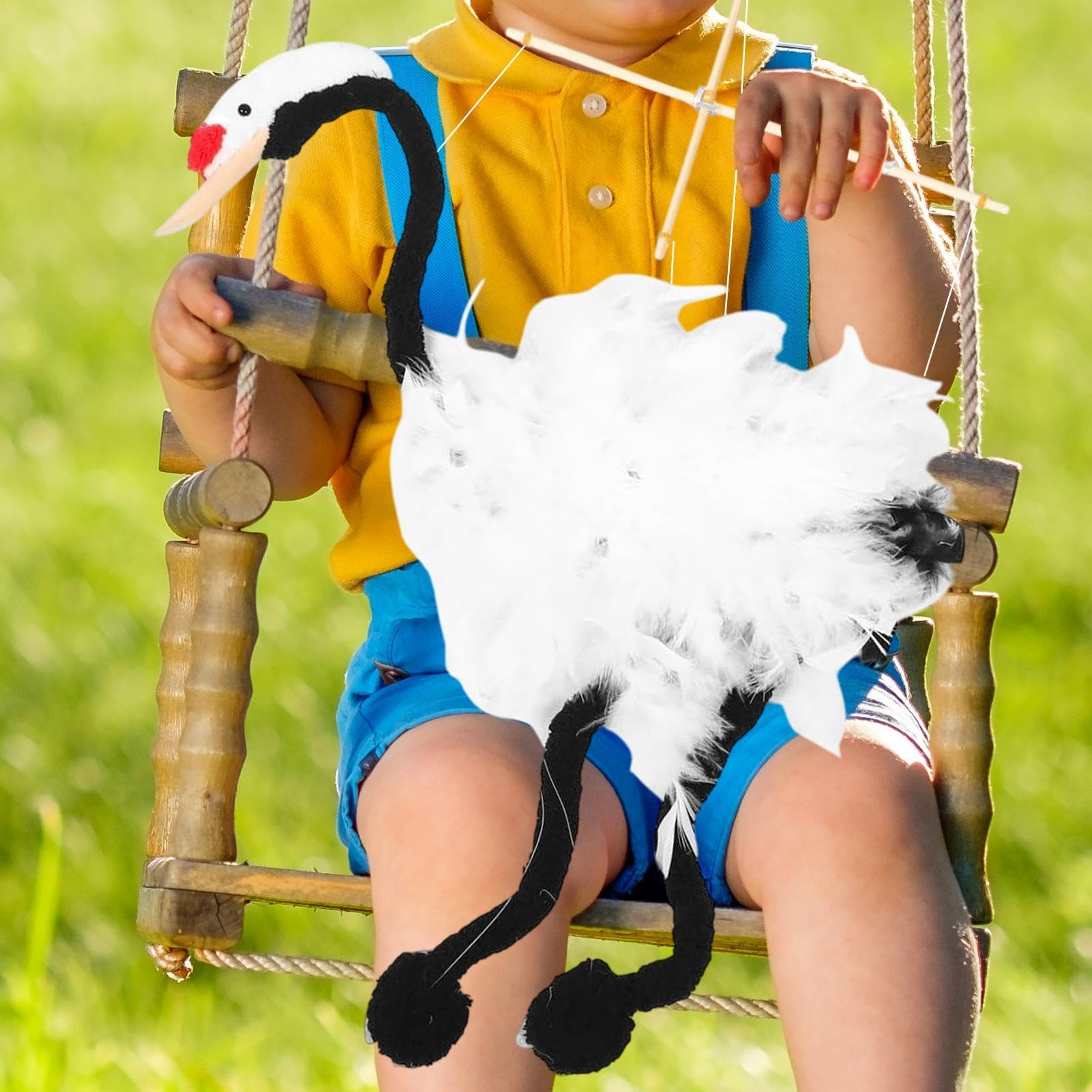 Títere de marioneta de grúa, títere de Madera Suave y Hecha a Mano con Cuerdas, títeres de títeres interactivos grúas para Juego Creativo