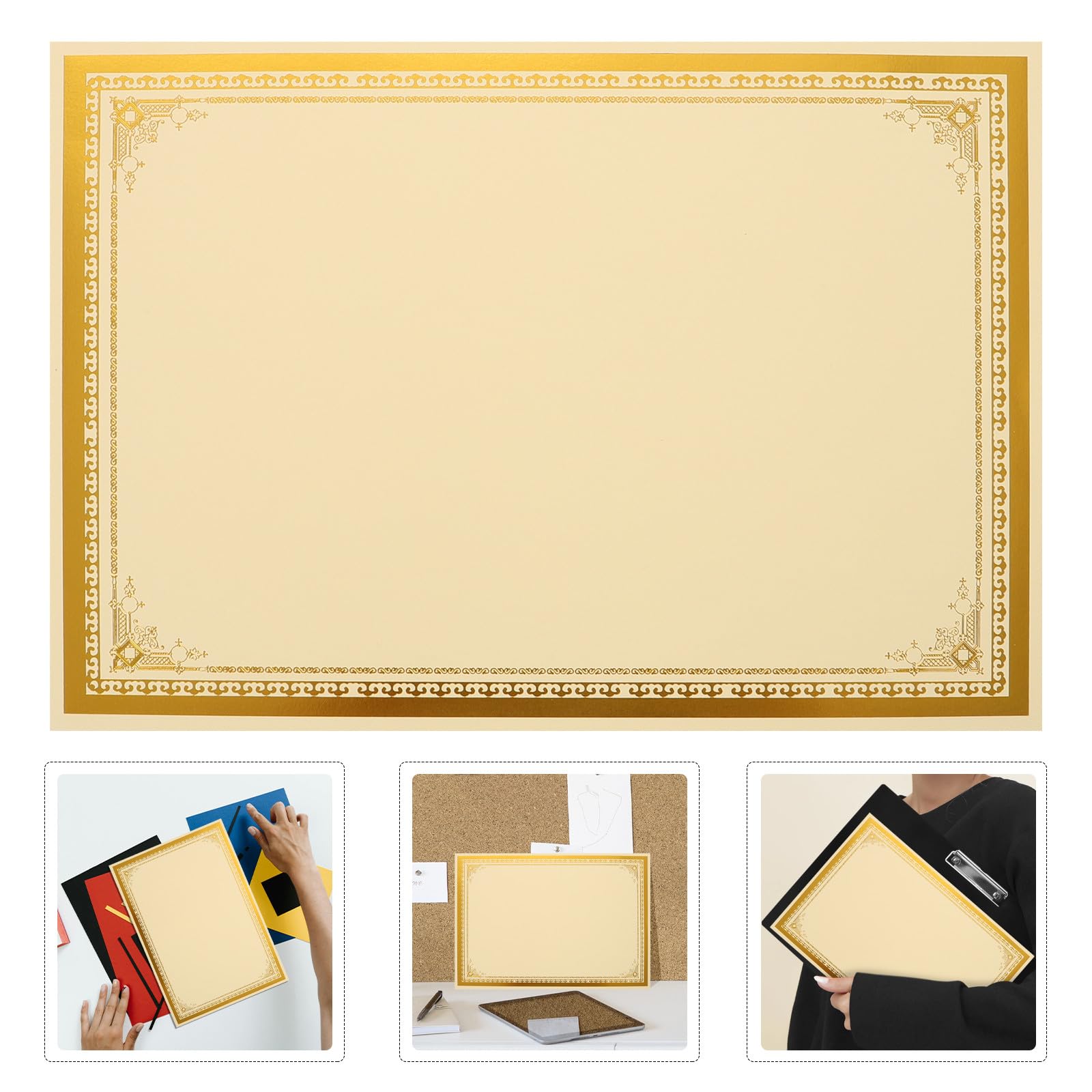 Carta Pergamena per Diplomi e Certificati 30 Fogli Bianco A4 250 Foglia Oro Compatibile Stampanti a Getto d'Inchiostro per Cerimonie e Scolastico