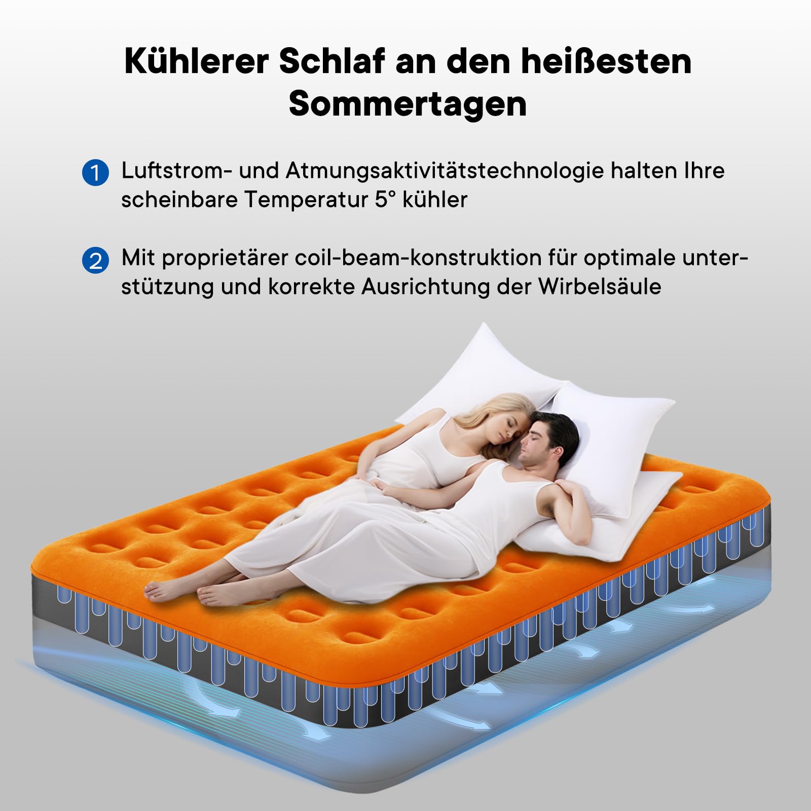 Luxchoice Luftbett 2 Personen Selbstaufblasend mit Elektrischer Pumpe 203×152×40cm 300KG