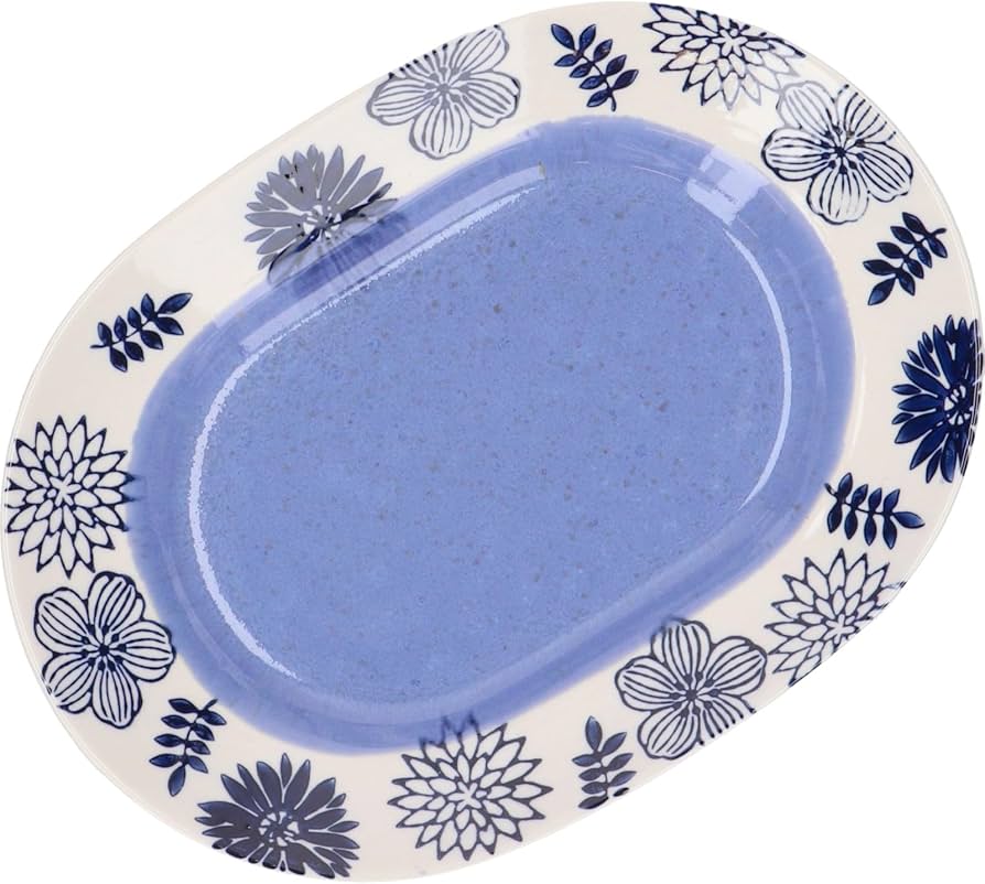 青い花模様の楕円形プレート 169014565_o1.jpg?
