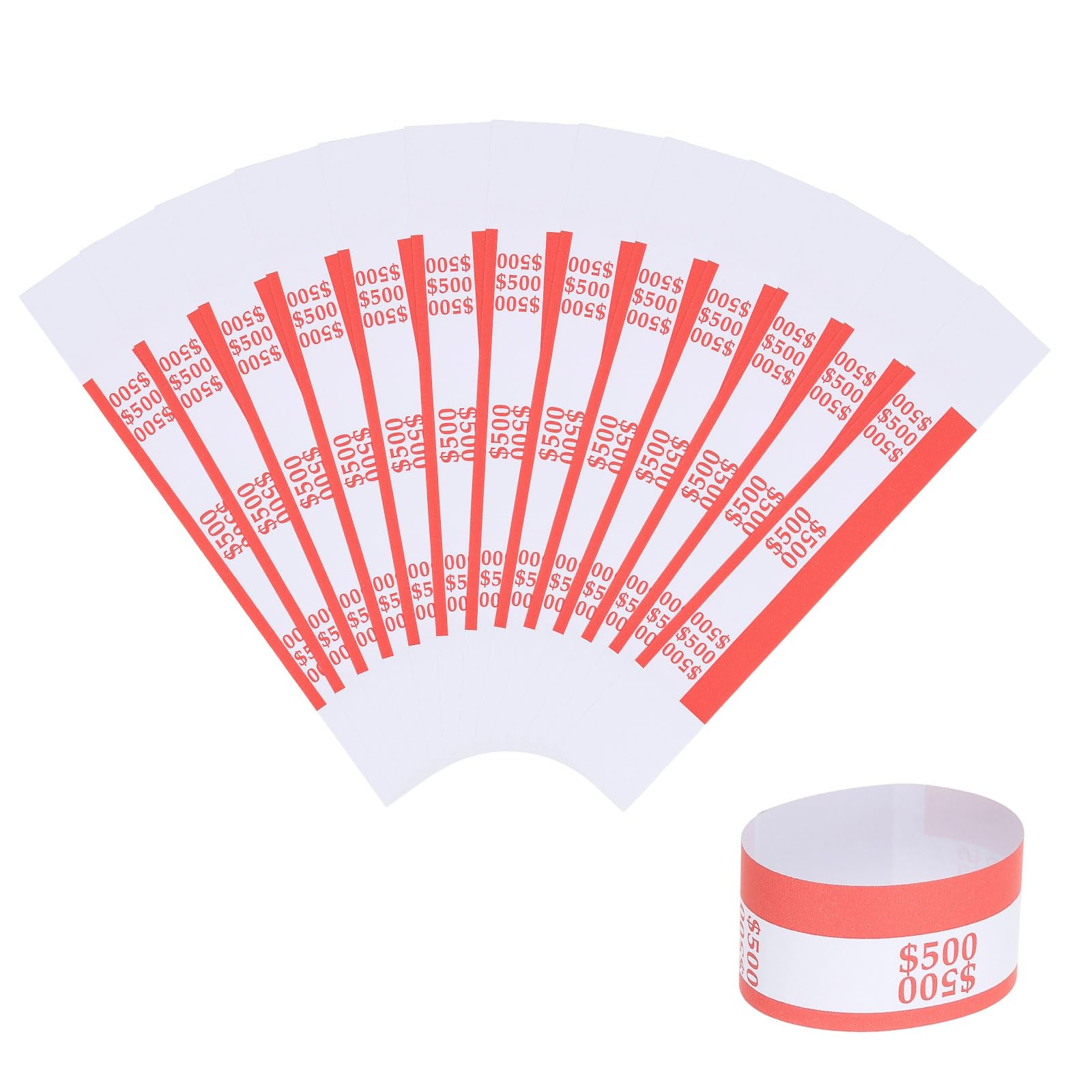 PATIKIL Money Bands, 100 Pcs Dollar Bill Wrappers Self-Adhesive Money Straps Self Sealing Bill Straps Sleeves for 100 Dollar Wrappers Organizer, Red (7.6 x 1.2 Inch)