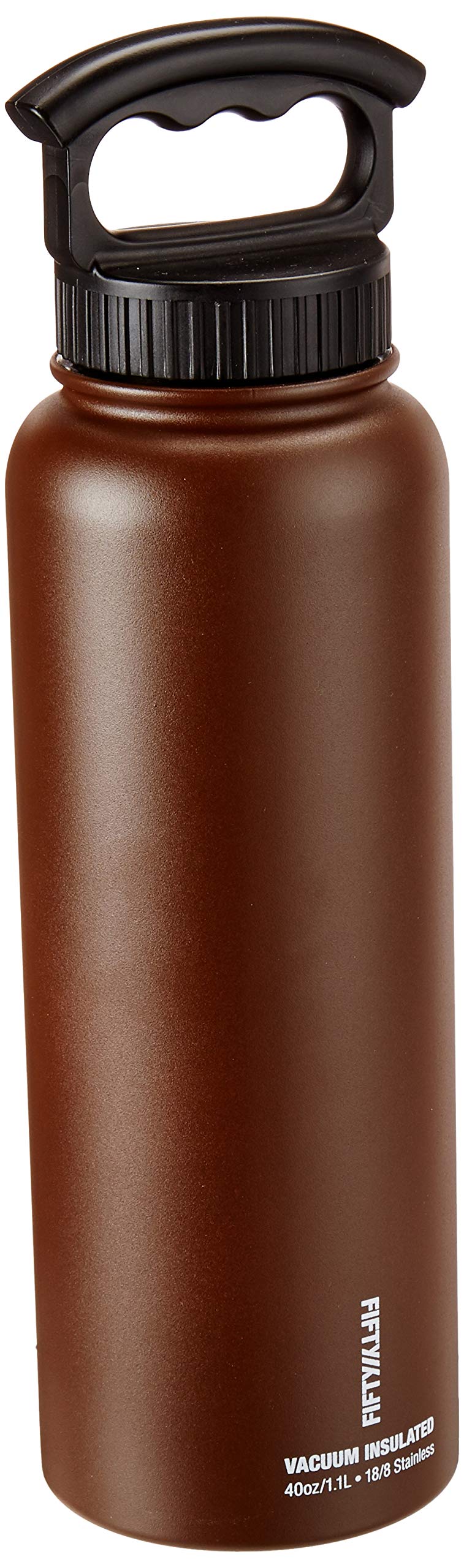 FIFTY/FIFTY Double Wall Vacuum Insulated Water Bottle, Stainless Steel, Wide Mouth with Three Finger Cap