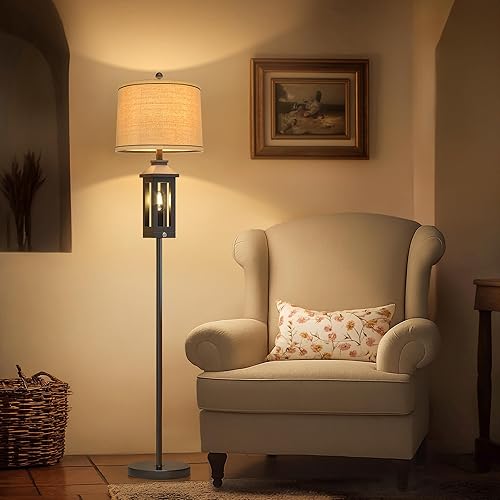 Miniatura 7 de Lámparas de pie de 63 pulgadas para sala de estar, mesita de noche, lámpara de pie alta negra para decoración del hogar, dormitorio, lámpara