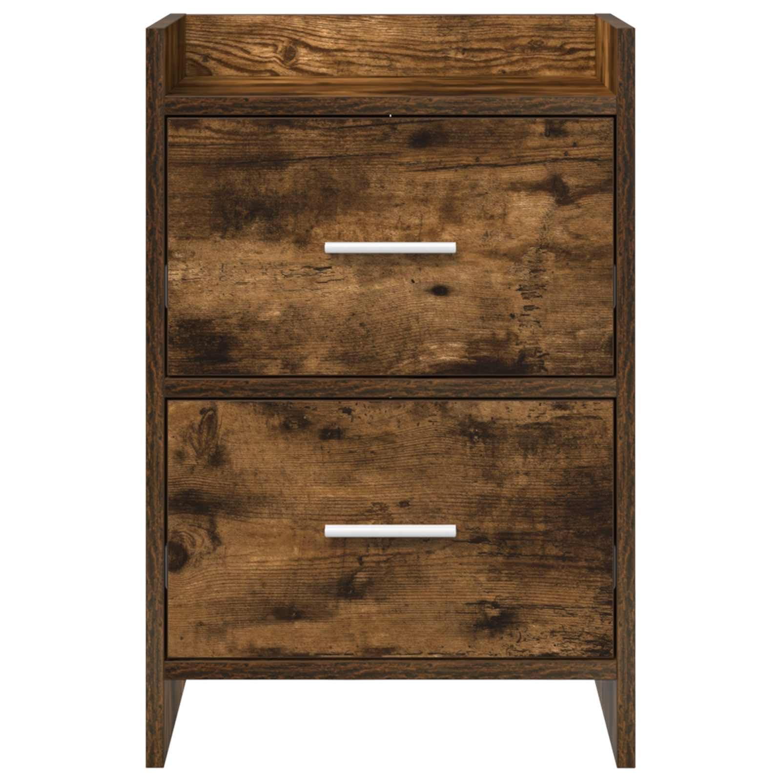 Comodino in rovere affumicato, 40 x 30 x 60 cm, 2 cassetti, maniglie in metallo, comodino per camera da letto, tavolino con spazio e ripiano in design moderno