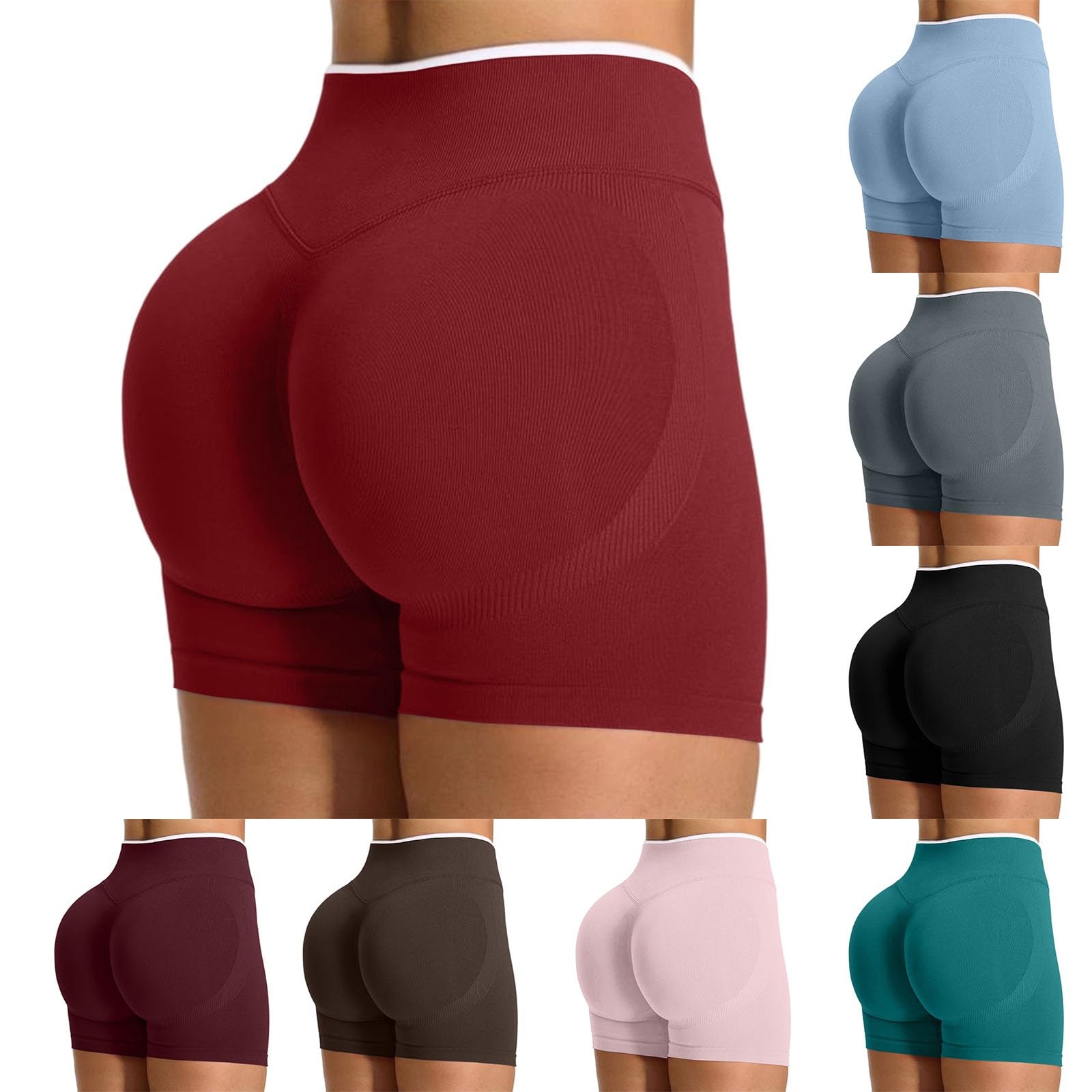 Short de Sport Femme Scrunch Pantalon de Yoga Court Push Up Court Butt Lifting Gym Short sans Couture Workout Leggings de Cyclisme pour Course À Pied, Entraînement, Fitness, Running