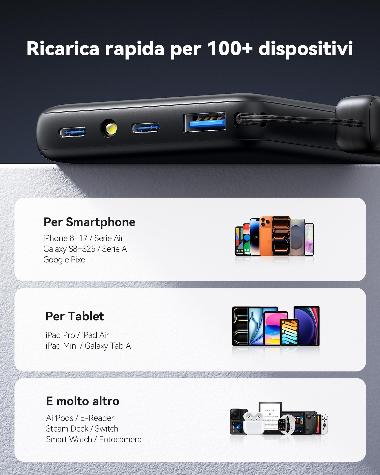 INIU Power Bank, Piccolo 45W Ricarica Rapida 10000mAh Caricatore Portatile — immagine 6 di 16