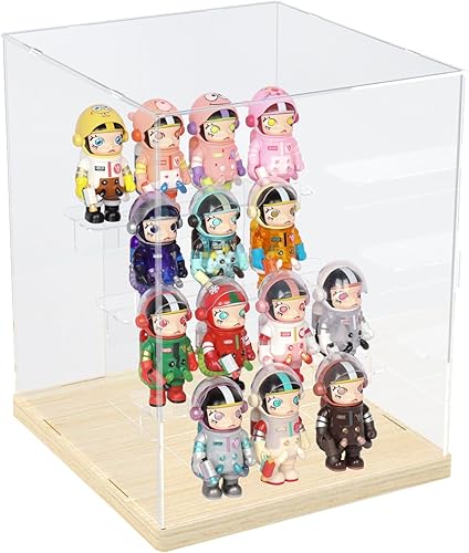 Nynelly Estuche de exhibición de acrílico transparente de 4 niveles, organizador de almacenamiento a prueba de polvo para figuras de acción y pop,