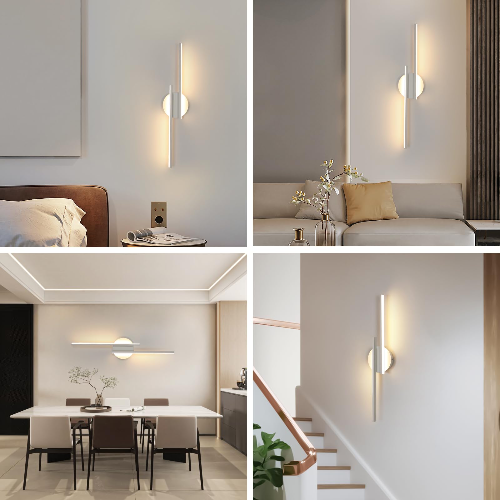 2 Applique Da Parete LED 4W 400LM – Controllo Touch, Dimmerabile, 2700K/3000K/4000K, Per Camera, Corridoio, Soggiorno