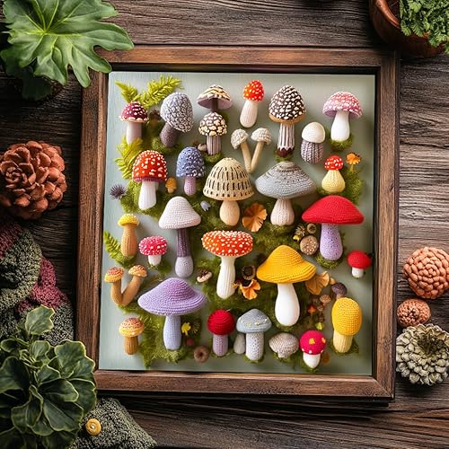 Miniatura 4 de Bgraamiens Rompecabezas de hongos de ganchillo, 1000 piezas, rompecabezas de hongos para adultos, rompecabezas de plantas naturales, rompecabezas de