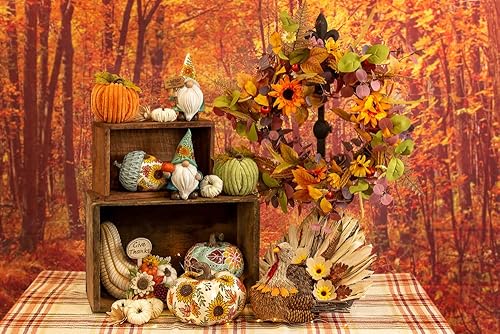 Miniatura 3 de Boston International Figura decorativa de pavo de mesa de Acción de Gracias de cosecha de otoño, 10 pulgadas, pavo de girasol jazmín