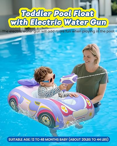 Miniatura 2 de Pistola de agua automática con flotador de piscina para bebés, coche inflable para piscina infantil, juguetes de piscina para niños de 3 años en