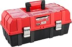 MAXPOWER 16-Inch Tool Box, Three-Layer Folding Plastic Storage Toolbox, Multi-Function Organizer with Tray and Dividers
