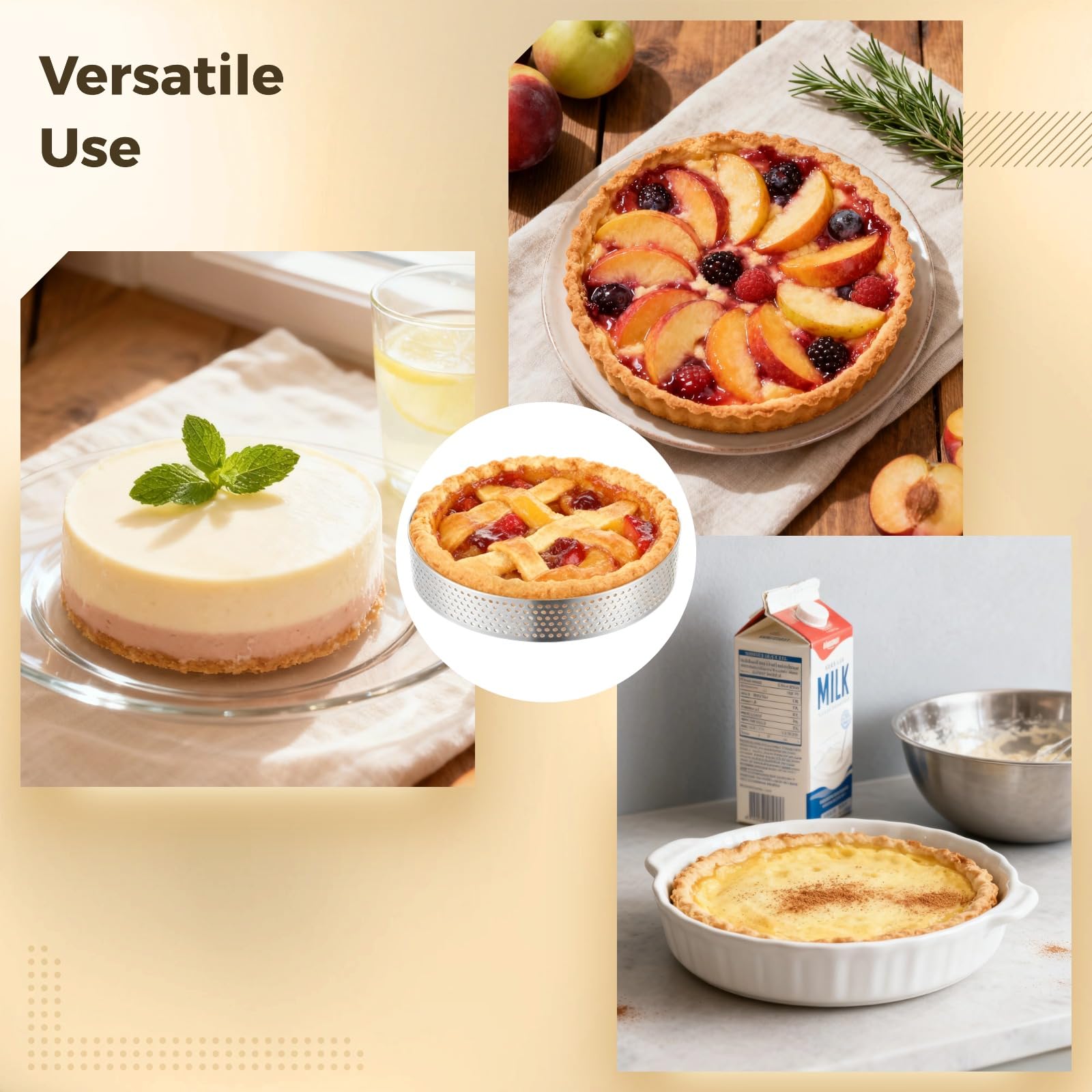 20 pièces cercles à tarte perforés, cercles ronds en acier inoxydable 10 x 2 cm pour pâtisserie, moule rond en métal, anneau à muffin anglais pour mousse, tarte, entremets, gâteau