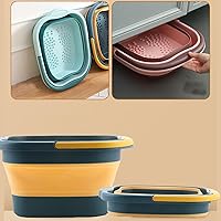 Vista 5 de Cubo de limpieza plegable de 15 litros para camping, lavado, coche, picnic, baño de pies, cubo de plástico para limpiar el cubo de trapeador, cubo